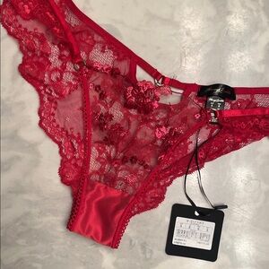 Honey Birdette Whitney brief Red Lace Panties small NWT